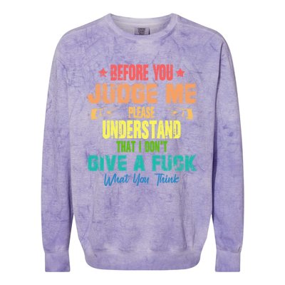 Funny Introvert Before You Judge Me Vintage Colorblast Crewneck Sweatshirt