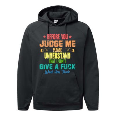 Funny Introvert Before You Judge Me Vintage Performance Fleece Hoodie