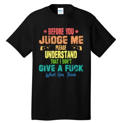 Funny Introvert Before You Judge Me Vintage Tall T-Shirt