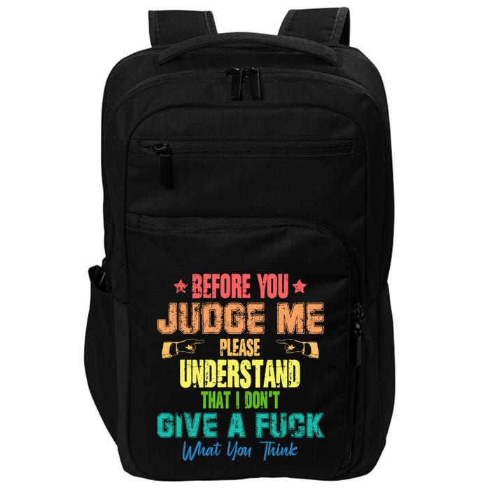 Funny Introvert Before You Judge Me Vintage Impact Tech Backpack