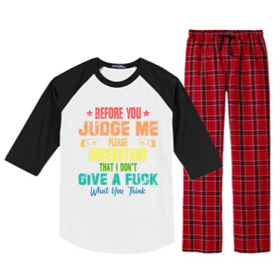 Funny Introvert Before You Judge Me Vintage Raglan Sleeve Pajama Set