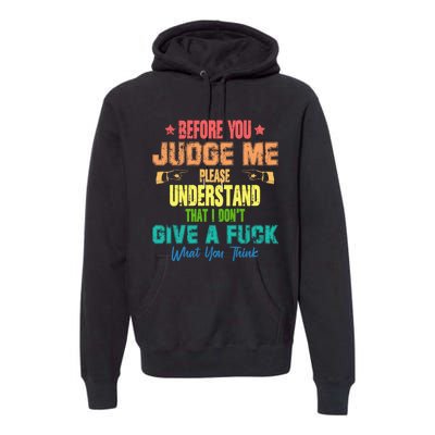 Funny Introvert Before You Judge Me Vintage Premium Hoodie