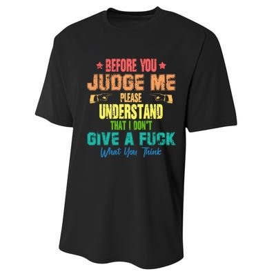 Funny Introvert Before You Judge Me Vintage Performance Sprint T-Shirt