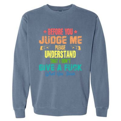 Funny Introvert Before You Judge Me Vintage Garment-Dyed Sweatshirt