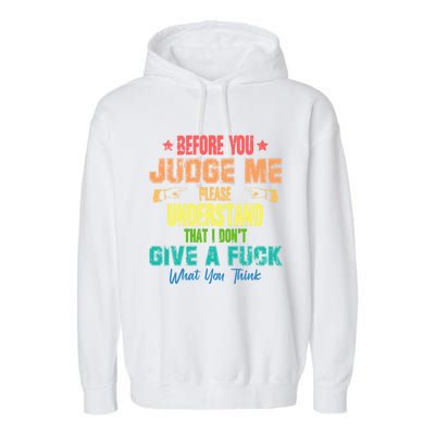 Funny Introvert Before You Judge Me Vintage Garment-Dyed Fleece Hoodie