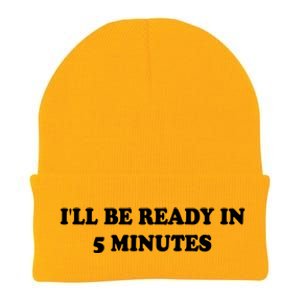 Funny ILl Be Ready In 5 Minutes I White Lie Party Cool Gift Knit Cap Winter Beanie