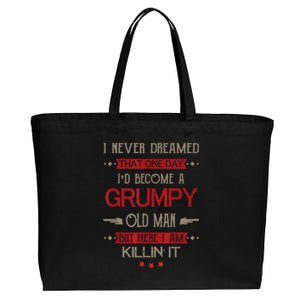 Funny I'd Become A Grumpy Old Man Meme Grumpy Old Man Shirt Cotton Canvas Jumbo Tote