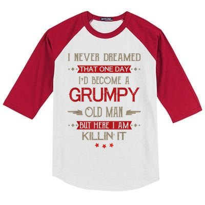 Funny I'd Become A Grumpy Old Man Meme Grumpy Old Man Shirt Kids Colorblock Raglan Jersey