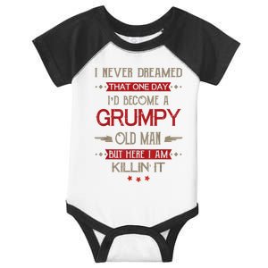 Funny I'd Become A Grumpy Old Man Meme Grumpy Old Man Shirt Infant Baby Jersey Bodysuit