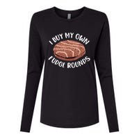 Funny I Buy My Own Fudge Rounds Vintage Fudge Rounds Womens Cotton Relaxed Long Sleeve T-Shirt