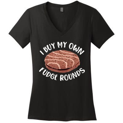 Funny I Buy My Own Fudge Rounds Vintage Fudge Rounds Women's V-Neck T-Shirt