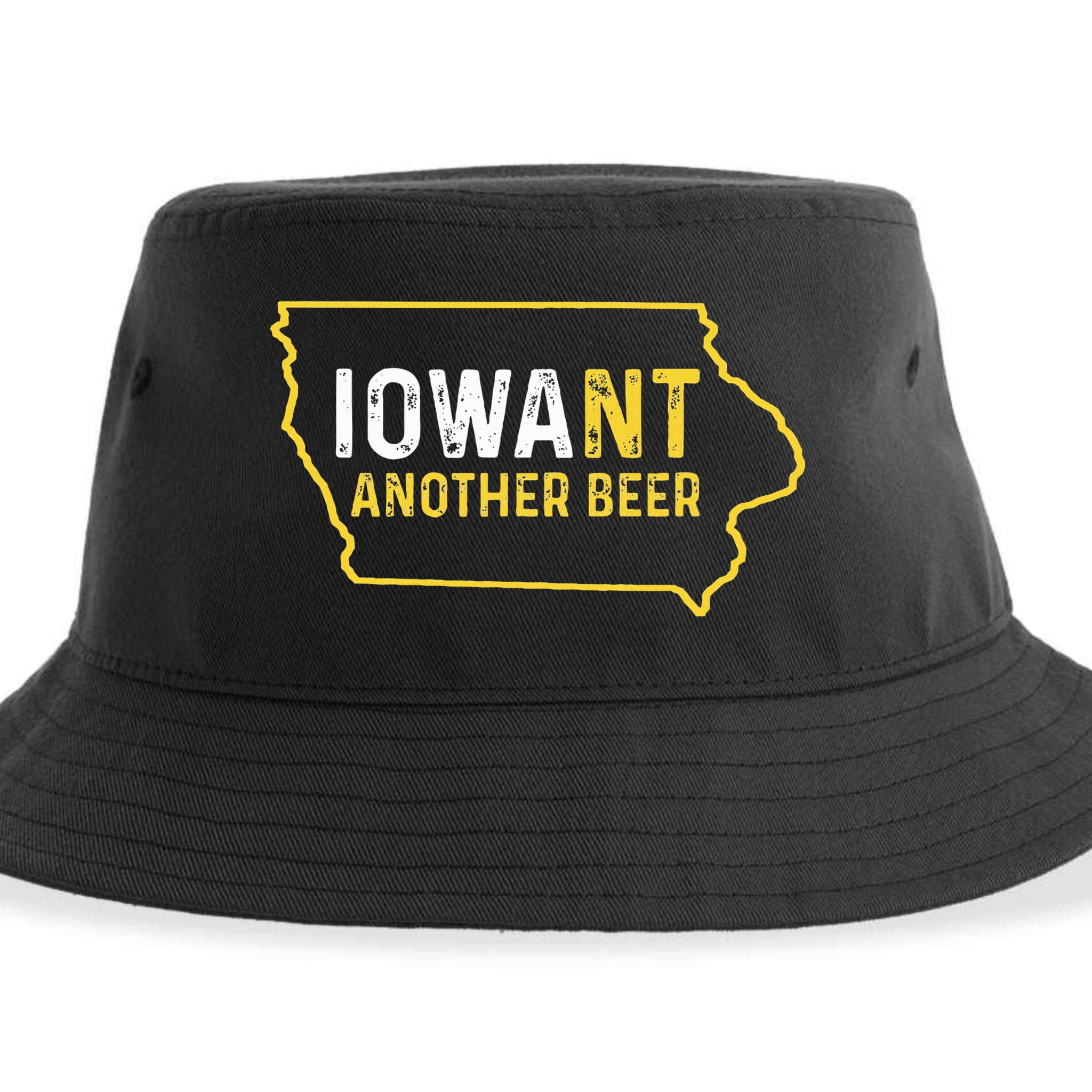 Funny Iowa Beer Distressed Iowa State Map Sustainable Bucket Hat
