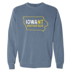 Funny Iowa Beer Distressed Iowa State Map Garment-Dyed Sweatshirt