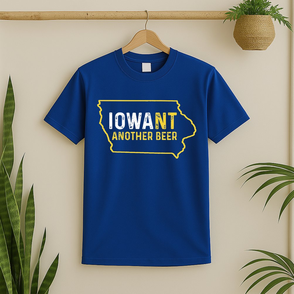 Funny Iowa Beer Distressed Iowa State Map T-Shirt