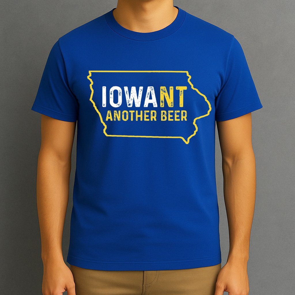 Funny Iowa Beer Distressed Iowa State Map T-Shirt