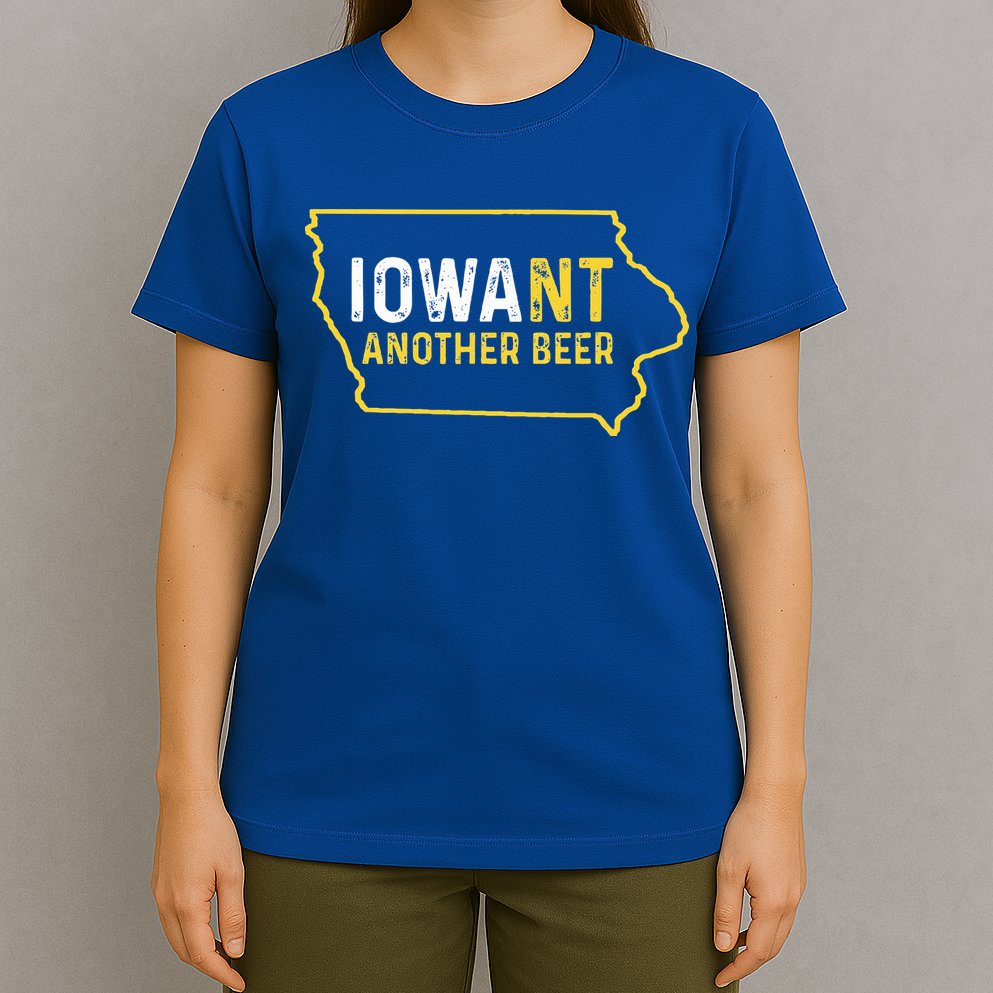 Funny Iowa Beer Distressed Iowa State Map T-Shirt