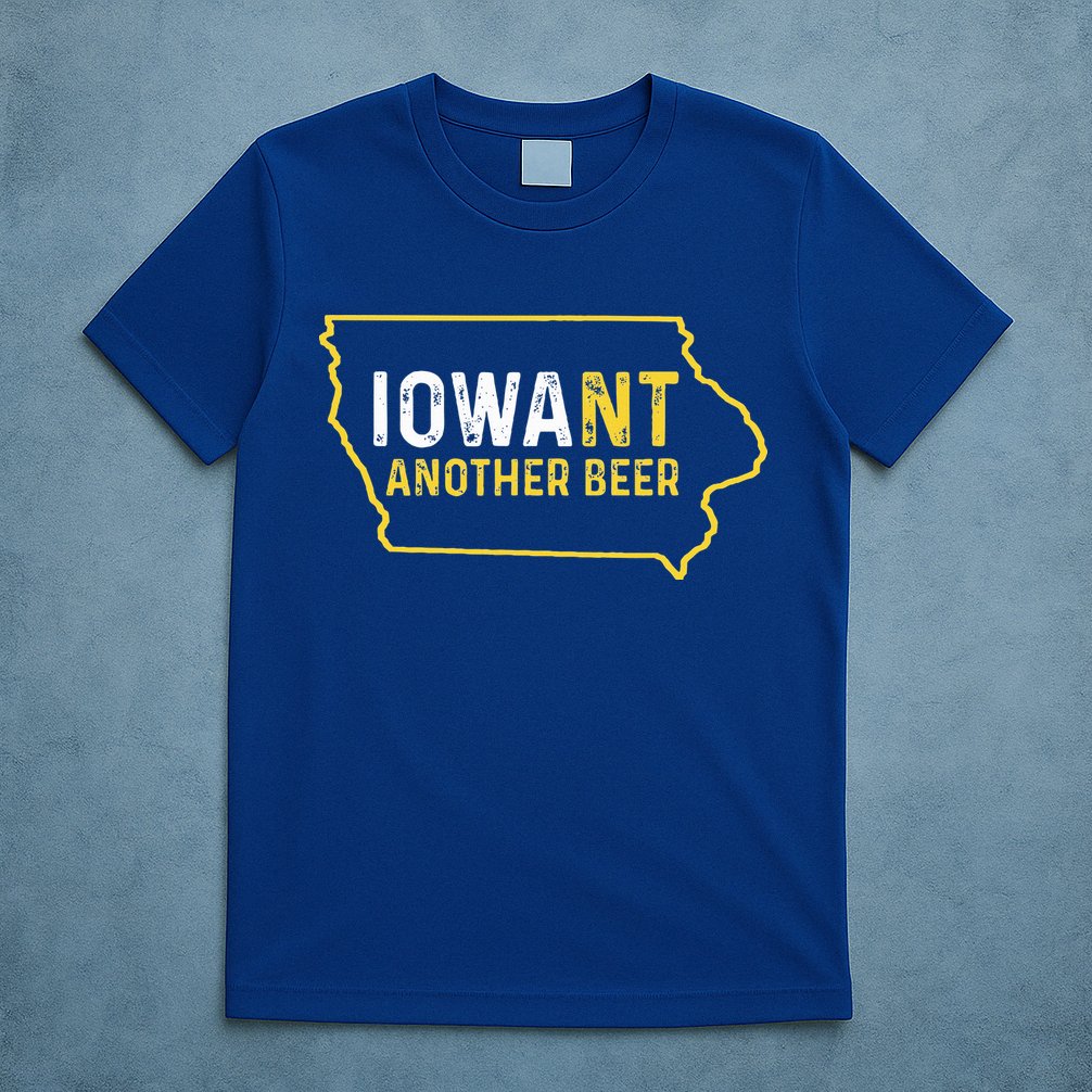 Funny Iowa Beer Distressed Iowa State Map T-Shirt