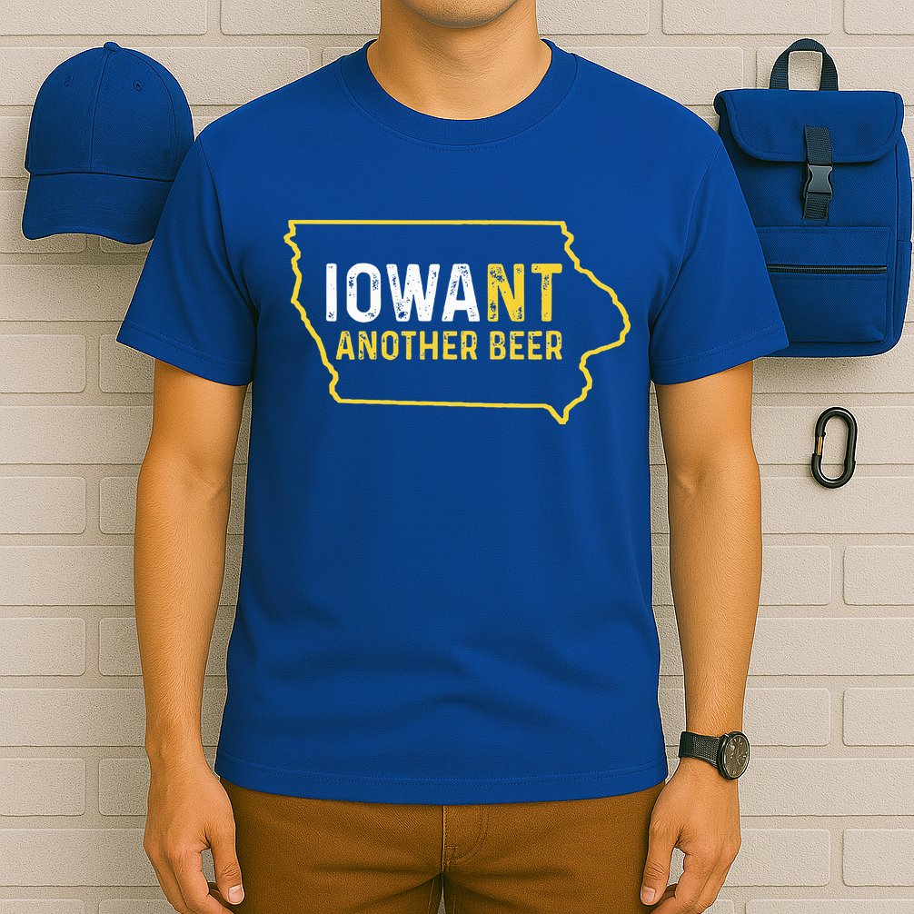 Funny Iowa Beer Distressed Iowa State Map T-Shirt
