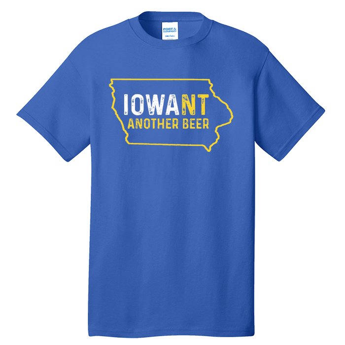 Funny Iowa Beer Distressed Iowa State Map Tall T-Shirt