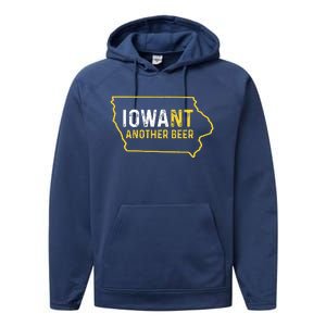 Funny Iowa Beer Distressed Iowa State Map Performance Fleece Hoodie