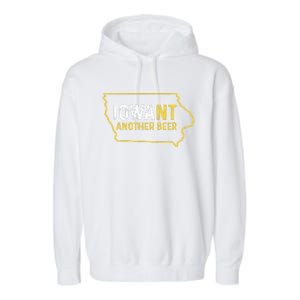 Funny Iowa Beer Distressed Iowa State Map Garment-Dyed Fleece Hoodie