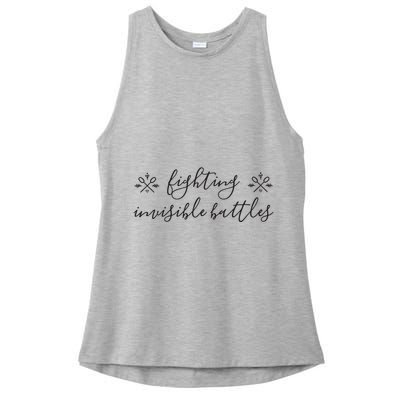 Fighting Invisible Battles Invisible Illness Awareness Ladies PosiCharge Tri-Blend Wicking Tank