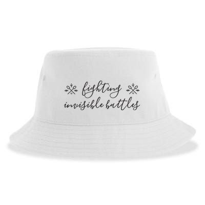 Fighting Invisible Battles Invisible Illness Awareness Sustainable Bucket Hat