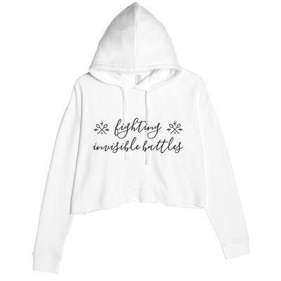 Fighting Invisible Battles Invisible Illness Awareness Crop Fleece Hoodie