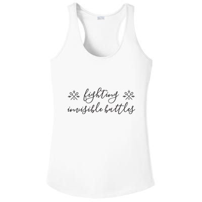Fighting Invisible Battles Invisible Illness Awareness Ladies PosiCharge Competitor Racerback Tank