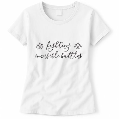 Fighting Invisible Battles Invisible Illness Awareness Womens T-Shirt