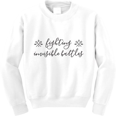 Fighting Invisible Battles Invisible Illness Awareness Kids Sweatshirt