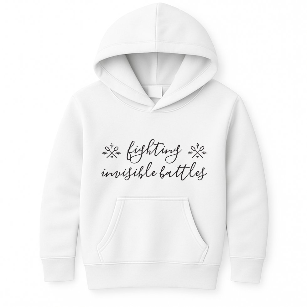 Fighting Invisible Battles Invisible Illness Awareness Kids Hoodie