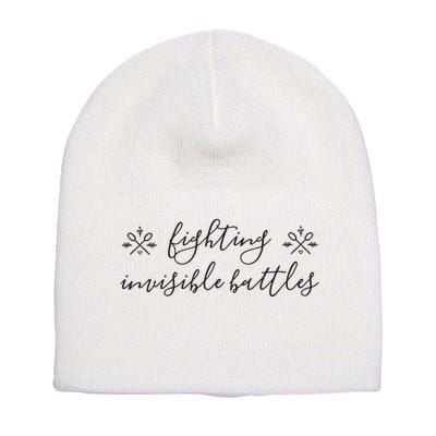 Fighting Invisible Battles Invisible Illness Awareness Short Acrylic Beanie
