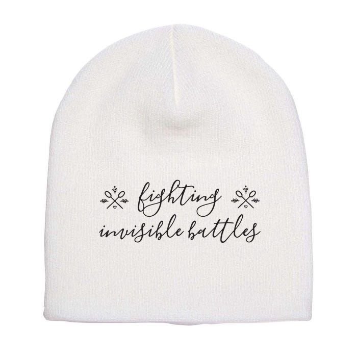 Fighting Invisible Battles Invisible Illness Awareness Short Acrylic Beanie