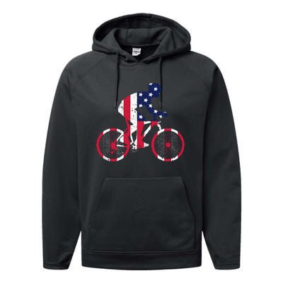 FUN INSPIRATIONAL . BICYCLIST AMERICAN FLAG BIKE FREEDOM Performance Fleece Hoodie