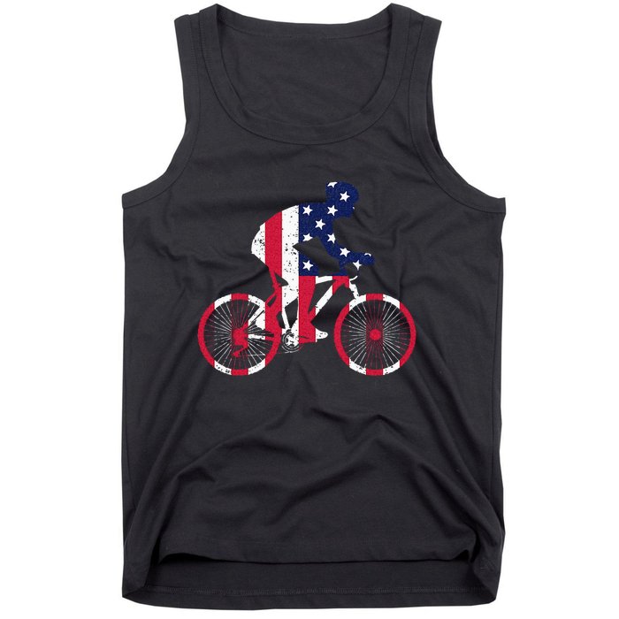 FUN INSPIRATIONAL . BICYCLIST AMERICAN FLAG BIKE FREEDOM Tank Top