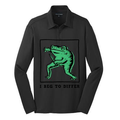 Frog I Beg To Diffe Funny Silk Touch Performance Long Sleeve Polo