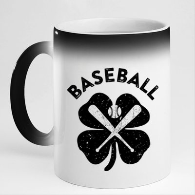 Fun Irish Baseball Funny Gift Shamrock St Patrick's Day Great Gift 11oz Black Color Changing Mug