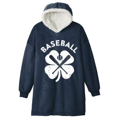 Fun Irish Baseball Funny Gift Shamrock St Patrick's Day Great Gift Hooded Wearable Blanket