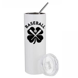 Fun Irish Baseball Funny Gift Shamrock St Patrick's Day Great Gift Stainless Steel Tumbler