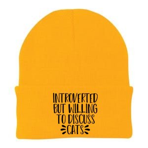 Funny Introverted But Willing To Discuss Cats Gift Knit Cap Winter Beanie