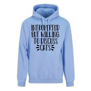 Funny Introverted But Willing To Discuss Cats Gift Unisex Surf Hoodie