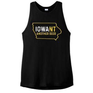 Funny Iowa Beer Distressed Iowa State Map Ladies PosiCharge Tri-Blend Wicking Tank