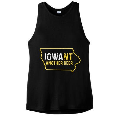 Funny Iowa Beer Distressed Iowa State Map Ladies PosiCharge Tri-Blend Wicking Tank