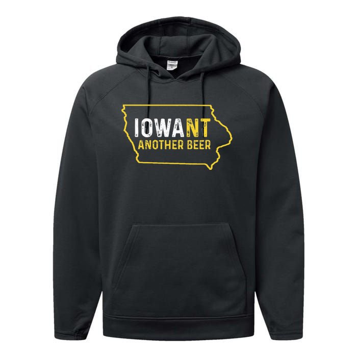 Funny Iowa Beer Distressed Iowa State Map Performance Fleece Hoodie