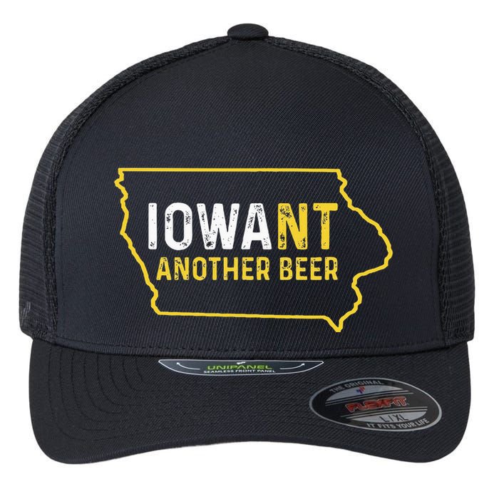 Funny Iowa Beer Distressed Iowa State Map Flexfit Unipanel Trucker Cap