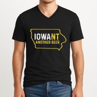 Funny Iowa Beer Distressed Iowa State Map V-Neck T-Shirt