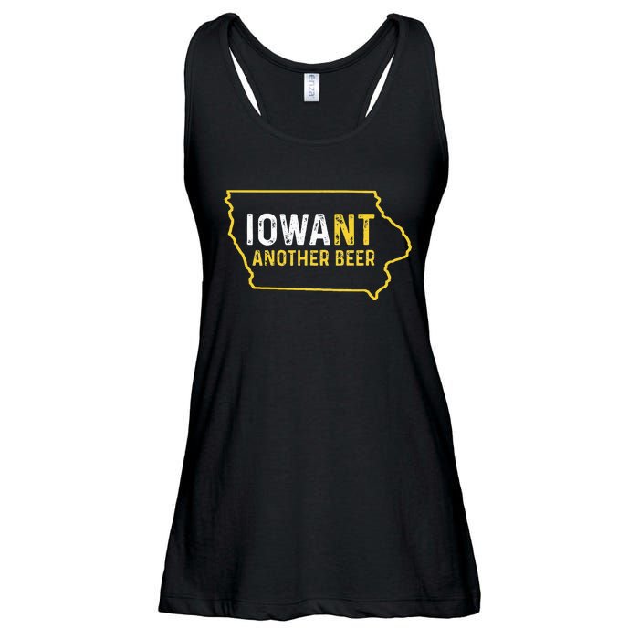 Funny Iowa Beer Distressed Iowa State Map Ladies Essential Flowy Tank