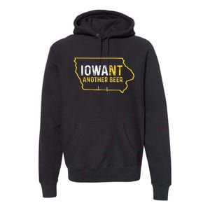 Funny Iowa Beer Distressed Iowa State Map Premium Hoodie