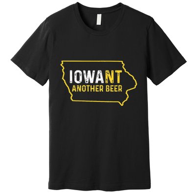 Funny Iowa Beer Distressed Iowa State Map Premium T-Shirt